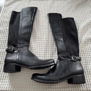 Black Knee Boots black leather - size 7